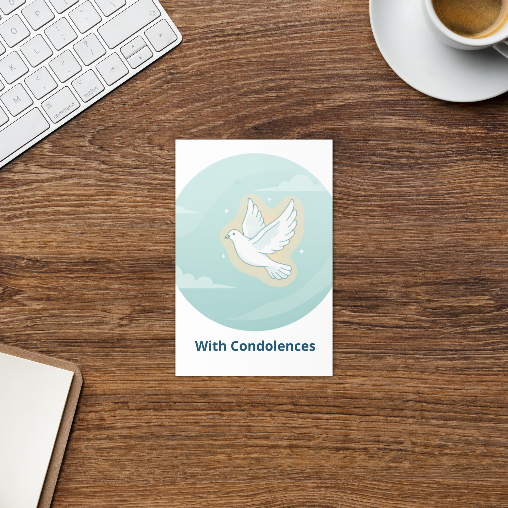 Sympathy Card – With Condolences | Dove of Peace Bereavement Greeting Card Light Blue - Image 2