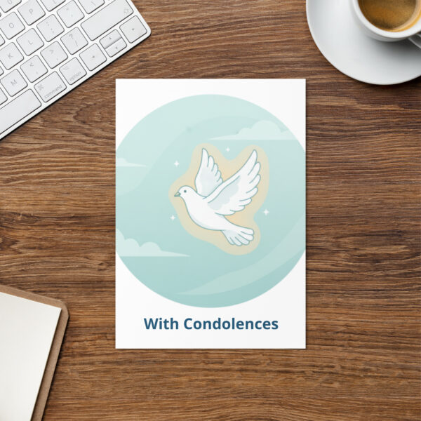 Sympathy Card – With Condolences | Dove of Peace Bereavement Greeting Card Light Blue