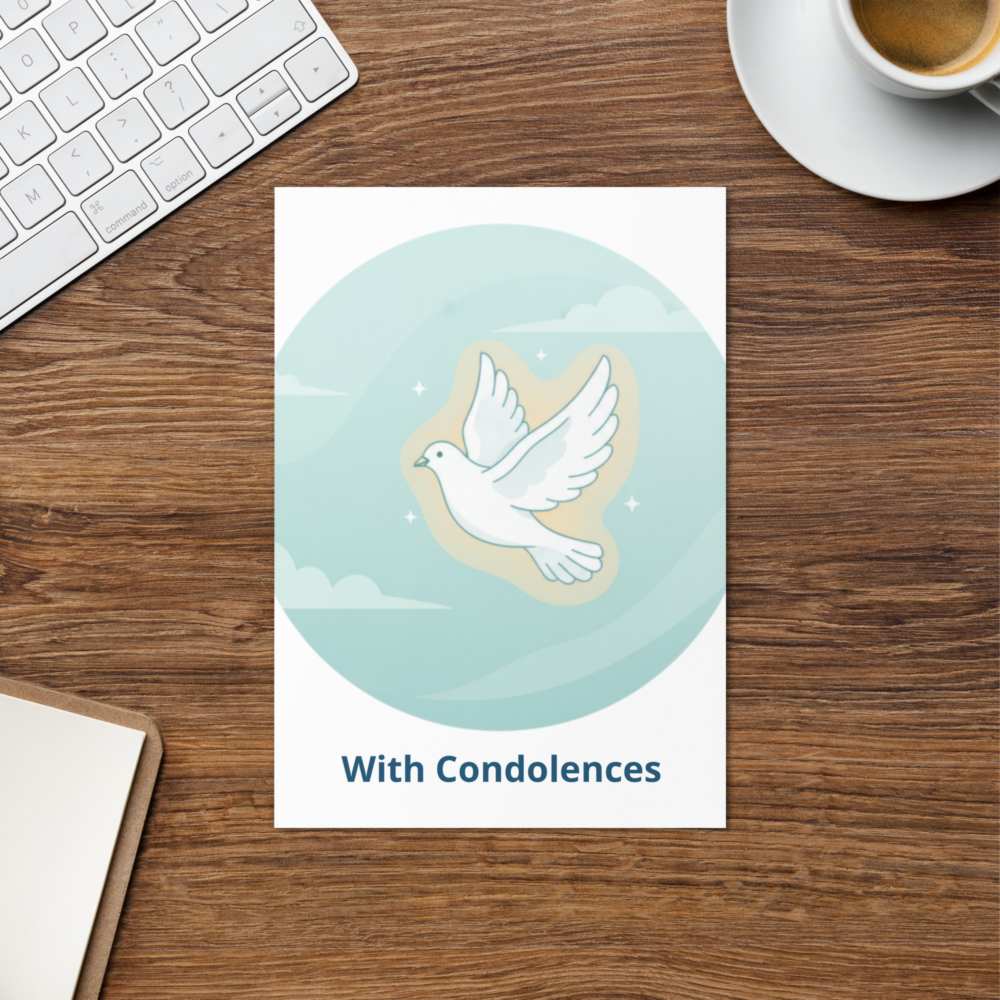 Sympathy Card – With Condolences | Dove of Peace Bereavement Greeting Card Light Blue